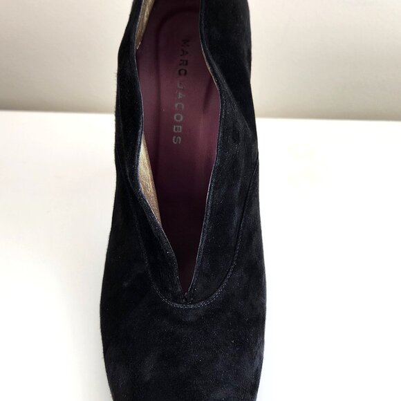 MARC JACOBS Suede Black Booties Made In Italy Size 41 Euro / US 11 Shoes Heels - Picture 6 of 16